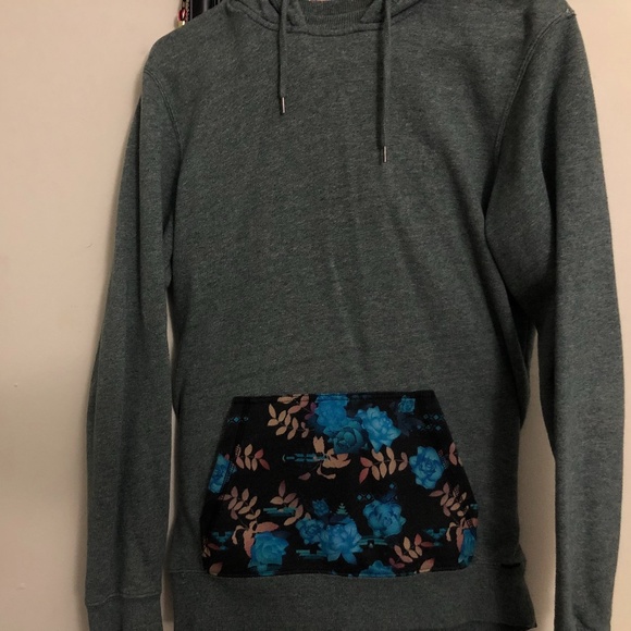 Flower printed pocket hoodie Sweatshirt - Picture 1 of 4